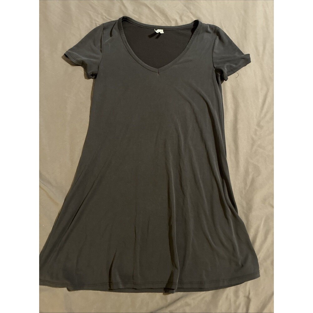 Mudd Short Sleeve V-neck Black T-shirt Midi Dress Size XS Modal 90s Y2K